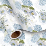 Blue Hydrangea Floral Wrapping Paper β 17" x 16.4' for Wedding, Baby Shower, Birthday
