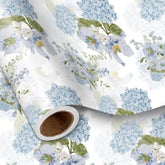 Floral Wrapping Paper Roll, Blue Hydrangea Flowers Party Gift Wrap For Wedding, Bridal Shower, Baby Shower, Anniversary, Mother'S Day, Birthday, 17 Inches X 16.4 Feet (23.2 Sq.Ft.)