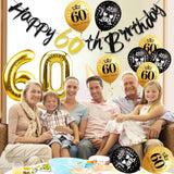 11Pcs 60Th Birthday Decorations Kit For Men Women, Black Gold Happy 60Th Birthday Pre-Strung Banner Number 60 Foil Balloons, Sixty Year Old Birthday Party Supplies Photo Props