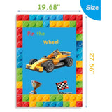 Building Blocks Party Supplies, Pin The Wheel On The Race Car Building Blocks Party Games. Race Car Games, Big Size Poster. Building Block Party Favors, Elastic Blindfolds, Stickers Edge Cut., Large
