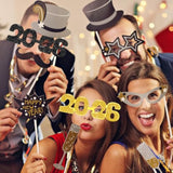6 Pairs 2026 Glitter New Year Glasses Colorful Party Eyewear Props