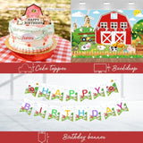 Farm Birthday Decorations, 212 Pcs - Farm Animal Birthday Party Supplies With Red Barn Backdrop, Balloon Garland, Tableware Set, Plates, Napkins, Cups, Cutlery, Serves 20 Guests