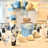 4 Set Baby Shower Centerpieces For Tables - 6 Inch Wooden Boxes With Baby Letters Rustic Cube Planter Wood Blocks For Boy Girl Gender Reveal Party Favor (Blue)