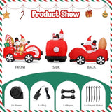 7Ft Inflatable Christmas Santa Claus Driving With Snowman And Bear, Outdoor Christmas Blow Up Yard Decoration With Built