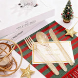 360 Gold Plastic Silverware - Disposable Gold Glitter Cutlery - Plastic Silverware Inluding: 120Forks, 120 Spoons, 120 Knives For Wedding/Christmas Party