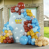 131Pcs Cowboy Balloon Garland β Brown, Blue, Cow Print for Rodeo & Farm Party