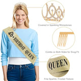 40Th Birthday Decorations For Women, 33Pcs 40Th Crown And Sash, Black Gold Happy 40Th Birthday Banner Balloons Backdrop Hanging Swirls Paper Fans, 40 Years Old Bady Decorations Kit