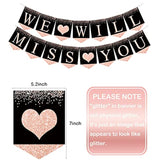 Rose Gold Farewell Party Decor Kit: 'We'll Miss You' Banner & Swirls