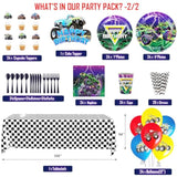 309 Pcs Truck Birthday Decorations – For 24 Guests, Balloons, Swirls, & Curtains