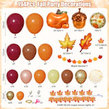 194PCS Fall Balloon Arch Kit with Maple Leaf Pumpkin Balloons for Thanksgiving