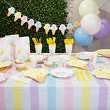 3-Pack Pastel Striped Party Tablecloths (54x108") Disposable Plastic Covers