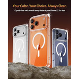 Magnetic Slim Case for iPhone 17 Pro Max, Compatible with MagSafe, Shockproof and Anti-Yellowing, Full Camera Protection, Includes Screen & Lens Protectors, Clear Protective Case