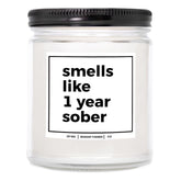 You Nique Designs Smells Like 1 Year Sober Candle - Cool Sobriety Gifts For Men, Women, Sober Surprise For Men, Women, Sobriety Anniversary Candle, 1 Year Sobriety Gifts (Mahogany Teakwood)
