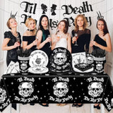 Bride Or Die Bachelorette Party Decorations-142Pcs Til Death Do Us Party Plates And Napkins Kit Skull Gothic Halloween Bachelorette Tableware For Bride Or Die Bridal Shower Engagement