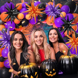 Black Purple Orange Star Balloons 9Pcs 22Inch Foil Party Decorations for Birthday Halloween