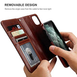 For 11 Wallet Case With Card Holder Pu Leather Magnetic Detachable Kickstand Shockproof Wrist Strap Removable Flip Cover For 11 6.1 Inch (Brown)