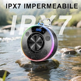 Shower Bluetooth Speaker, IPX7 Waterproof Portable Bluetooth Speakers with Suction Cup, Digital Display, Stereo Sound Rich Bass,Hook Clip,Built-in