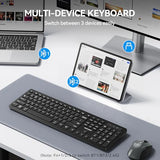 Wireless Keyboards 2.4G+Bluetooth For 3 Devices - Computer Keyboards For Win/Mac, Full Size Pc Keyboard With Number Pad, Multi Device For Desktop, Laptop, Macbook, Long Battery Life, Black