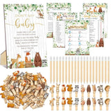 321 Pcs Woodland Animal Baby Shower Game Supply For Girl Or Boy 5 Set Include 50 Activity Card 20 Pencil 1 Don'T Say Baby Sign 50 Clothespin For Price Is Right Prediction Bingo Party Decor