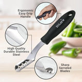 Jalapeno Corer & Seed Remover β 430 Stainless Steel Pepper Coring Tool With Serrated Blade For Effortless Deseeding β Chili, Bell Pepper And Jalapeno Core Remover For Cooking & Grilling