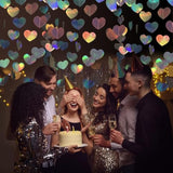 52Ft Shiny Corlorful Glitter Laser Love-Heart Garland Photo Booth Props For Girl Birthday Party Decorations Eras Themed Birthday Banner Supplies Themed Decor Eras Themed Party Decorations