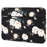 KAYOND 13 inch Laptop Sleeve, Compatible MacBook pro 14 and 12.5-13.3 inch, Water Repellent Bag,Shockproof case (13-13.3 inch, Black Peony)