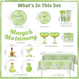 171Pcs Margs And Matrimony Bachelorette Tableware Set, Margarita Party Decorations Include Margs And Matrimony Banner 50 Thickened Plates 2 Tablecloths For Margarita Party