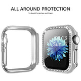 Bling Rhinestone Apple Watch Case 40mm Series 6 5 4 SE Protective Bumper Frame Cover for Women Girls iWatch Silver