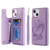 For Iphone 14 Case With Card Holder,For Iphone 14 Wallet Case For Women,Phone Cases For Iphone 14 With Stand,For Iphone 14 Leather Case Strap Shockproof Cover For Men-Purple
