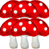 6 Pcs Mushroom Balloons With Red & White Polka Dots, Forest/Garden Party Theme Party Decor, Cute Mushroom Birthday Decor, 31 X 21 In Large Mushroom Foil Balloons For Party Decorations