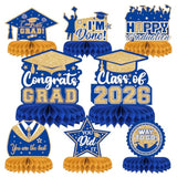 8Pc Class of 2026 Graduation Table Decorations Blue Gold Centerpieces