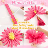 Pink Paper Flowers 6 Pcs, 20 Inch Large Paper Flowers For Pink Party Decorations, Girl Women Birthday Decorations, Tissue Paper Flower Decoration For Backdrop, Classroom And Wall Decor