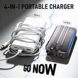Portable Charger with Wall Plug, 38800mAh Power Bank 22.5W Fast Charging, Built-in Lightning & USB-C Cables, Plug in Portable Charger for Android