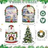 Christmas Wall Decor Fireplace Backdrop Decorations Photo Background Window Winter Christmas Tree Wreath Backdrop For Home Halloween Birthday Party Decor(Trendy)