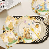 300 Pcs Bear Baby Shower Plates And Napkins Tableware Set, Plates Napkins Cups Straws And Forks Sets, Baby Shower Decorations Birthday Party Supplies, Serves 50 Guests (Yellow)