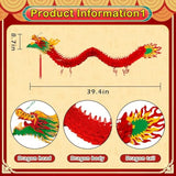 3D Chinese New Year 2026 Dragon Decoration with 12 Red Lanterns Party Decor