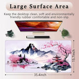 Japanese Large Gaming Mouse Pad, Extended Keyboard Mat, Big Desk Mousepad With Stitched Edges For Office Home, 3Mm Thicken Non-Slip Rubber Base Waterproof, Cherry Blossom