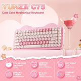C75 Wireless Mechanical Keyboard,75% Layout, Hot-Swappable NKRO,BT5.0/2.4G/USB-C Mode,Dye-Sub PBT MOA Keycaps,RGB Gasket Mount,Cute Cake Design for