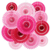 12Pcs Paper Fans Hot Pink Party Decorations Tissue Paper Flowers Decorations Hanging Honeycomb Round Paper Fans Decoration For Girl Groovy Birthday Baby Shower Wedding