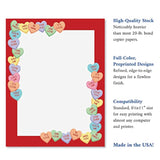 Candy Hearts Letter Paper - Decorative Stationery With Heart Border, Printable Valentine'S Day, Wedding & Bridal Shower, & Invitation Letterhead Sheets, Set Of 25, 8 1/2" X 11"