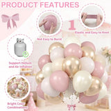 Dusty Pink And Gold Balloons, 60Pcs Double Stuffed Pearl White Blush Pink Balloon, 12 Inch Apricot Champagne Gold Balloons Helium For Women Girls Boho Birthday Wedding Bridal Shower Party Decorations