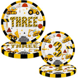 80 Pcs Construction 3Rd Birthday Decorations Construction Three Years Old Disposable Paper Dinner Plates Napkins Forks Dinnerware For Dump Truck Theme 3Rd Bday Party Supplies Decorations
