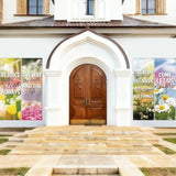 4 Pcs Spring Church Banners For Sanctuary Wall Spring Religious Hanging Backdrop Christian Bible Verse Banner Floral Flowers Inspirational Porch Signs For Sunday School Classroom Decorations