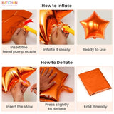 12pcs Metallic Brown Orange Star Foil Balloons 18 Inch for Fall Thanksgiving Party Decor