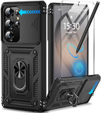 for Galaxy S26 Ultra Case with Screen Protector & Slide Camera Lens Cover, Built-in Magnetic Ring Stand Shockproof Protective Phone Case for