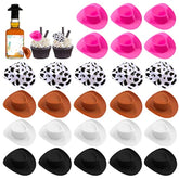 30Pcs Mini Western Cowboy Cowgirl Hats Plastic Party Accessories (Multi)
