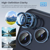 Compatible For Iphone 17 Pro/17 Pro Max Camera Lens Protector, Explosion-Proof 9H Tempered Glass With Metal Original Style Ring, Hd, Anti-Scratch Lens Protection Cover, Case Friendly (Blue)