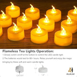 30 Pcs Luminary Bags With 30 Pcs Flameless Candles Flickering Tea Lights Candles Battery Operated Led Tea Lights For Wedding Party Valentine'S Day, Christmas Decoration - Meteor