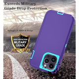 Phone Case For Iphone 14 Pro Max Case With Hd Screen Protector, Heavy Duty Shockproof & Dustproof & Dropproof 3-Layer Cover Phone Case For Iphone 14 Pro Max (6.7'') (Purpleskyblue)