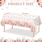 3 Pack Floral Baby Shower Tablecloths - Pink Girl Gender Reveal Decorations